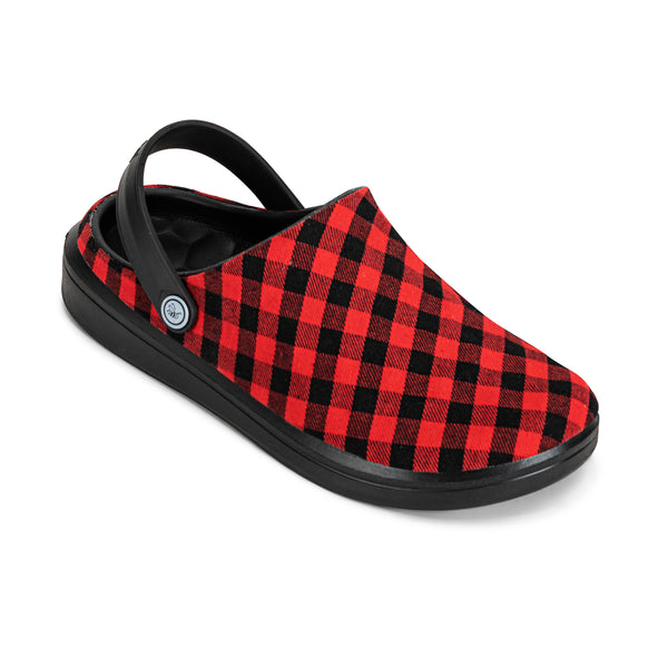 Varsity Clog - Textile Black/Red Check Overlay