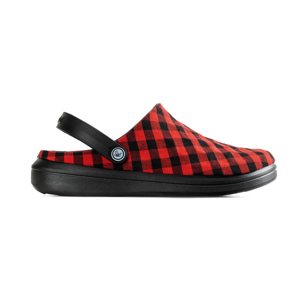 Varsity Clog - Textile Black/Red Check Overlay
