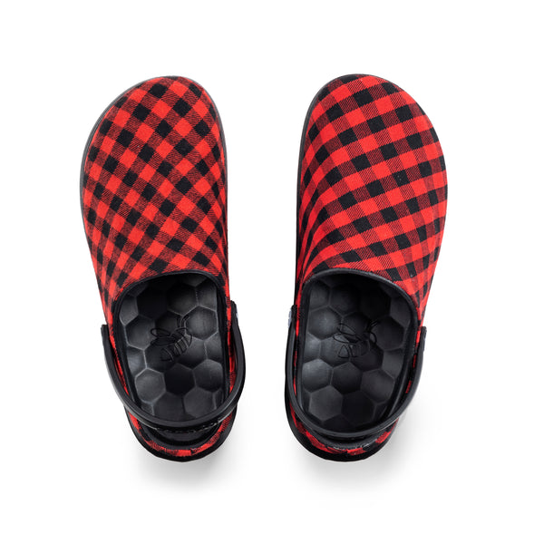 Varsity Clog - Textile Black/Red Check Overlay