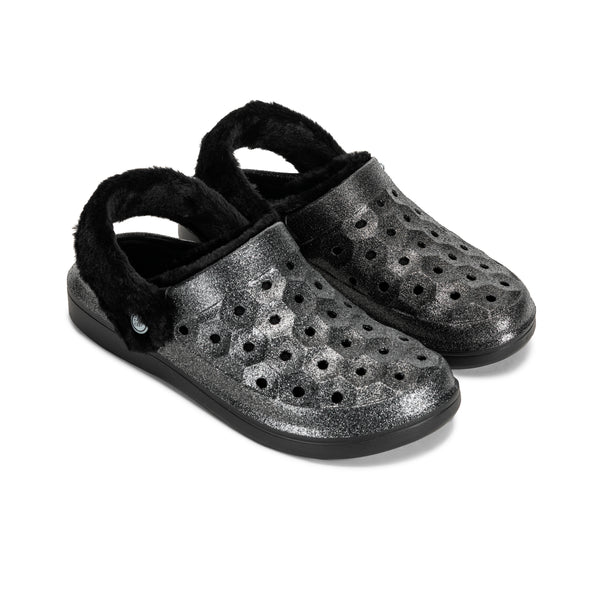 Kids' Varsity Lined Clog - Trendsetter Black Glitter/Black