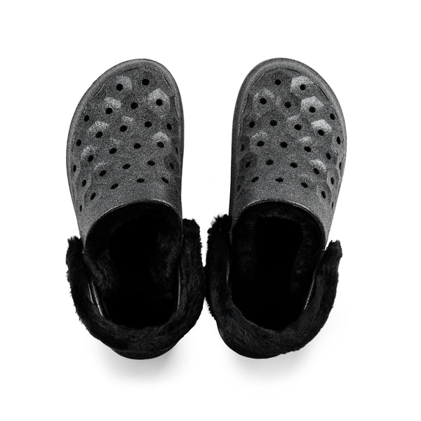 Kids' Varsity Lined Clog - Trendsetter Black Glitter/Black