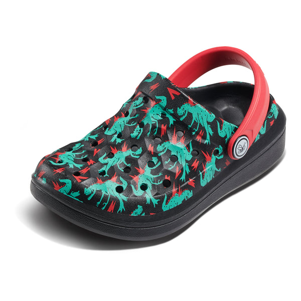 Kids' Varsity Clog - Graphic Dino Bolt Red