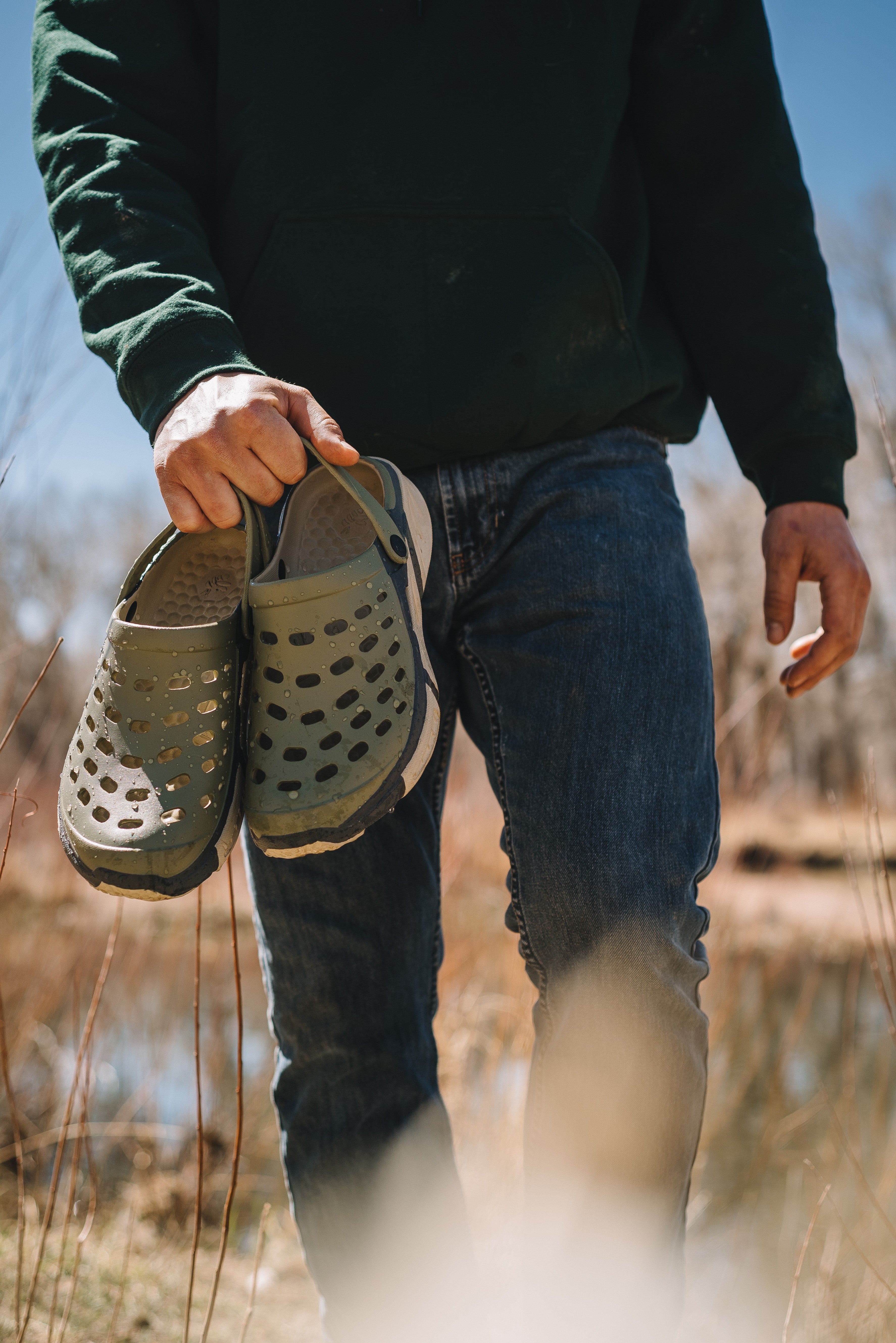 Trekking Clog Adults Dusty Olive Charcoal Joybees Footwear Canada