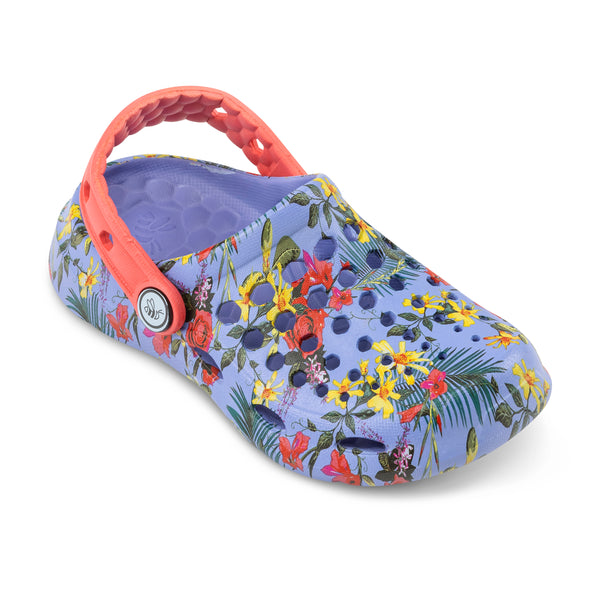 Kids' Active Clog - Graphic Blue Iris Tropical Floral