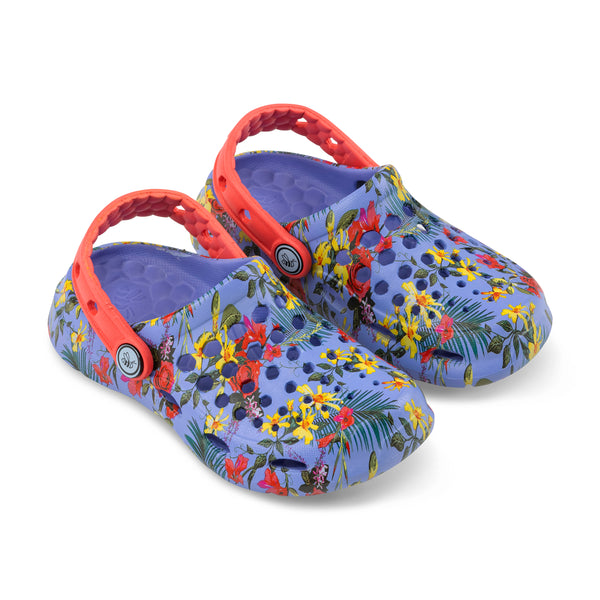 Kids' Active Clog - Graphic Blue Iris Tropical Floral