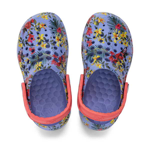 Kids' Active Clog - Graphic Blue Iris Tropical Floral