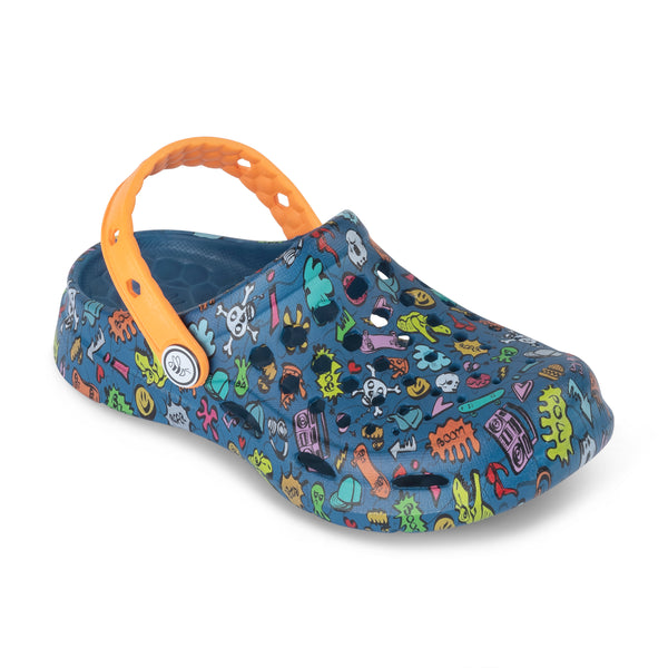 Kids' Active Clog - Graphic Midnight Teal Skateboard
