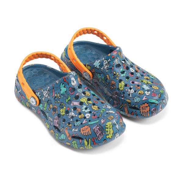 Kids' Active Clog - Graphic Midnight Teal Skateboard