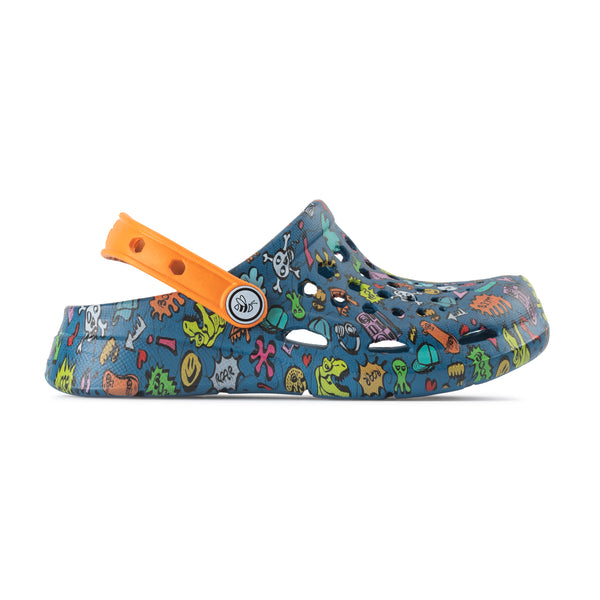 Kids' Active Clog - Graphic Midnight Teal Skateboard