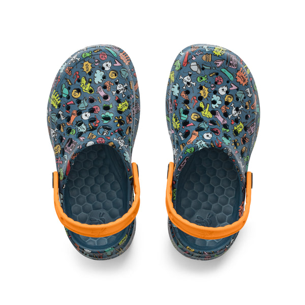 Kids' Active Clog - Graphic Midnight Teal Skateboard