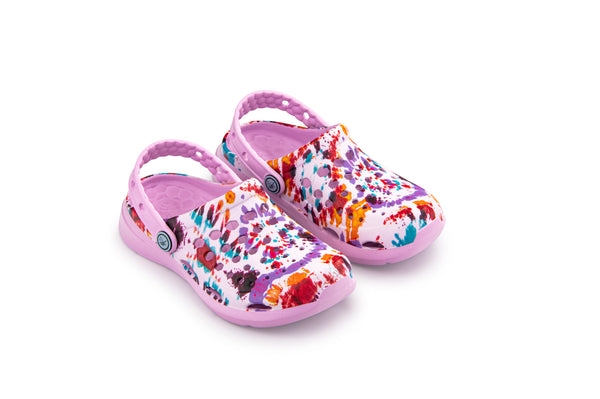 Kids Active Clog Graphic - Lavande Spiral Tie Dye