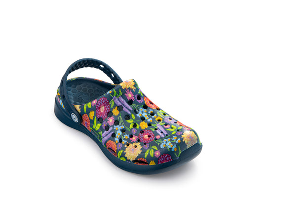 Active Clog Adults - Graphic Navy Painted Floral