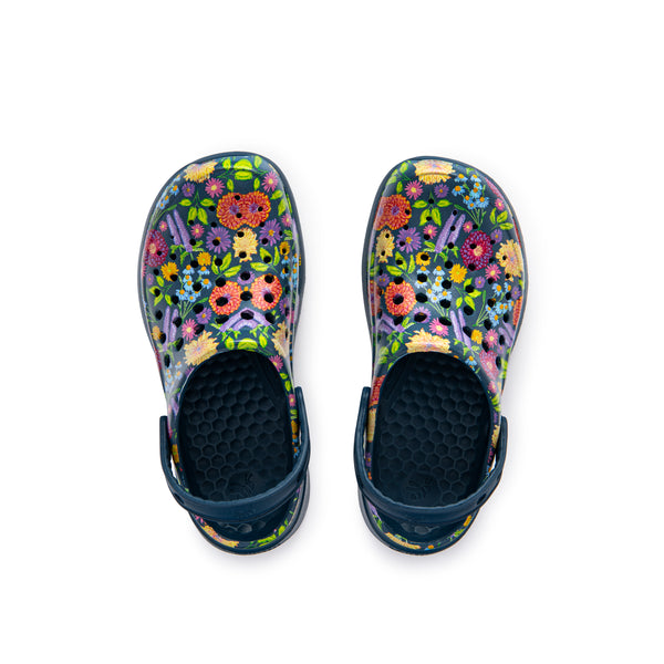 Active Clog Adults - Graphic Navy Painted Floral