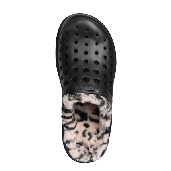 Cozy Lined Clog - Black / Cheetah