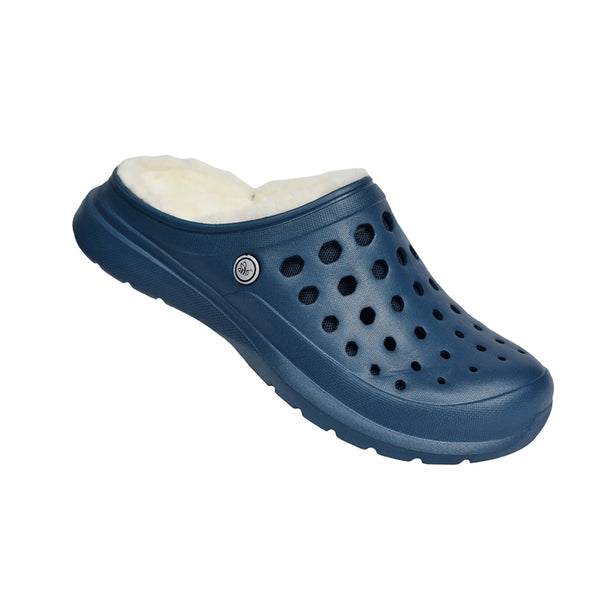 Cozy Lined Clog - Navy/Natural