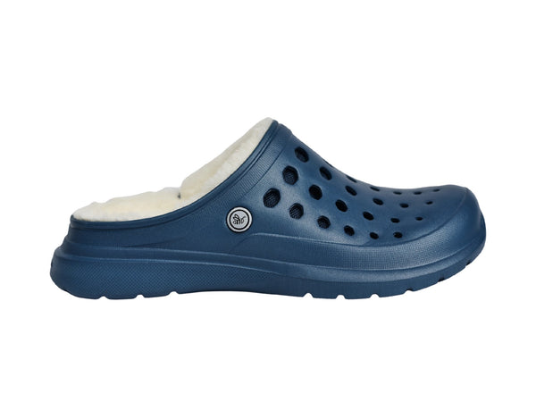 Cozy Lined Clog - Navy/Natural