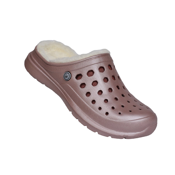 Cozy Lined Clog - Metallic Rose Gold / Natural