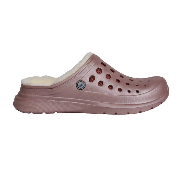 Cozy Lined Clog - Metallic Rose Gold / Natural