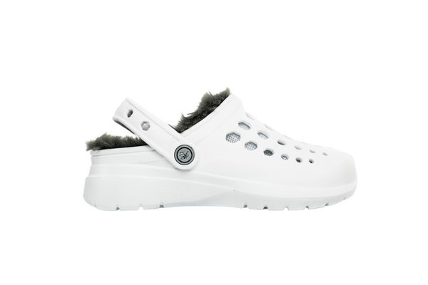 Kids' Cozy Lined Clog - White/Charcoal
