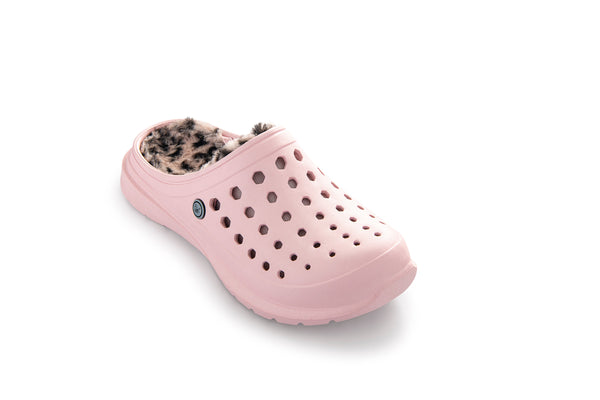 Sabot doublé douillet - Rose pastel/guépard