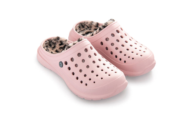 Sabot doublé douillet - Rose pastel/guépard