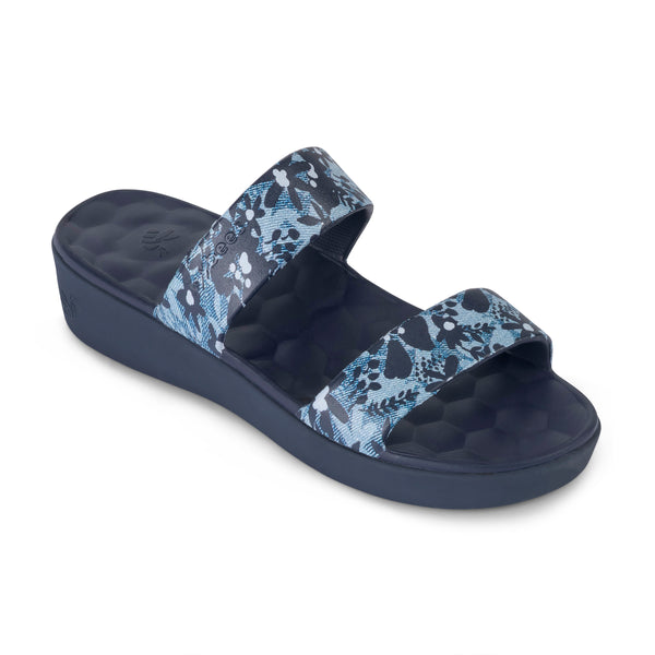 The Cute Sandal - Graphic Navy Denim Floral