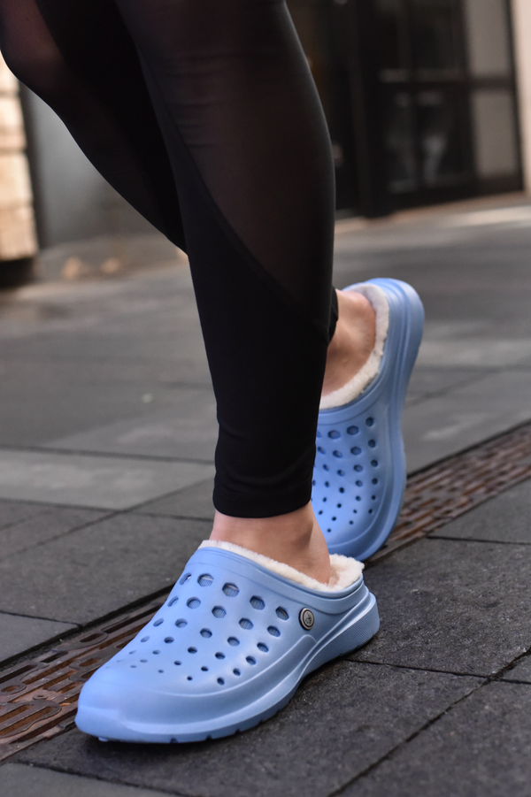 Sabot doublé douillet - Bleu clair/naturel