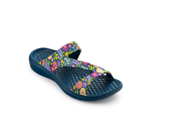 Sandale de tous les jours - Motif floral en denim bleu marine