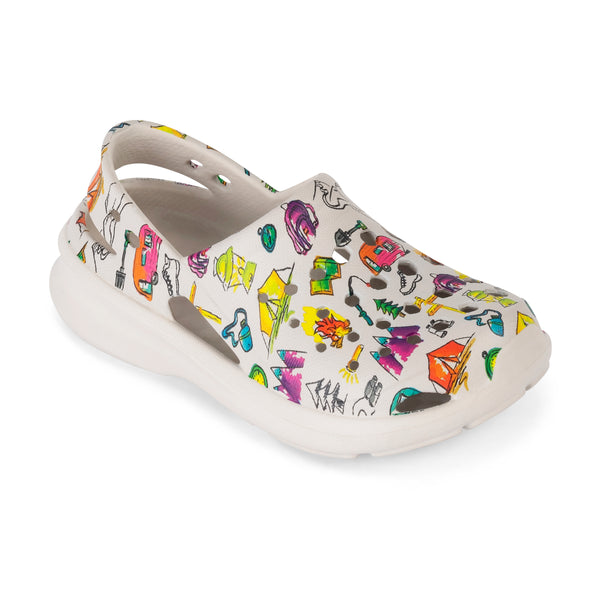 Kids' Explorer Clog - Graphic Linen Hiking Doodle