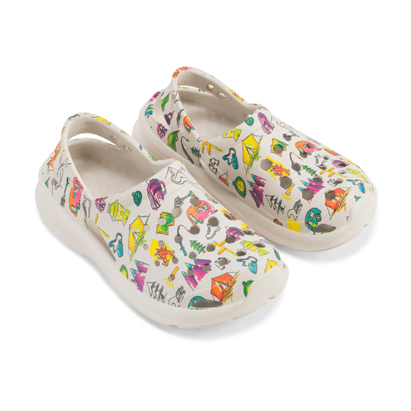 Kids' Explorer Clog - Graphic Linen Hiking Doodle