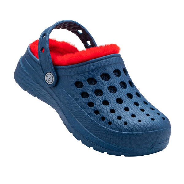 Sabot doublé confortable pour enfants - Bleu marine/rouge