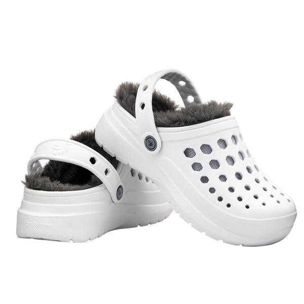Kids' Cozy Lined Clog - White/Charcoal