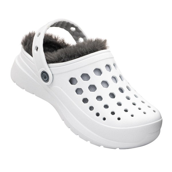 Kids' Cozy Lined Clog - White/Charcoal