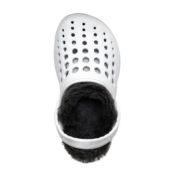 Kids' Cozy Lined Clog - White/Charcoal
