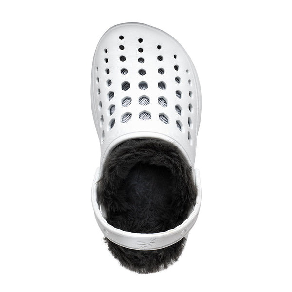 Kids' Cozy Lined Clog - White/Charcoal
