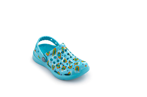 Kids' Active Clog - Graphic Sky Blue Rainbows