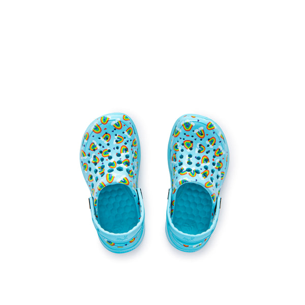 Kids' Active Clog - Graphic Sky Blue Rainbows
