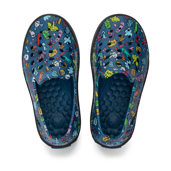 Baskets de skate pour enfants - Skateboard graphique bleu nuit sarcelle