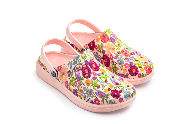 Varsity Clog - Graphic Pale Pink Painted Floral