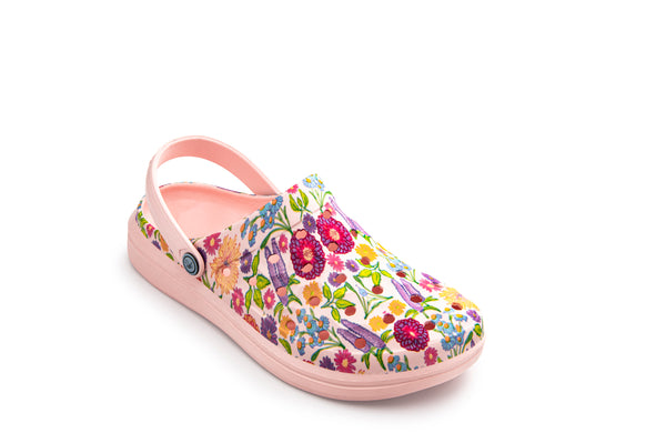 Varsity Clog - Graphic Pale Pink Painted Floral