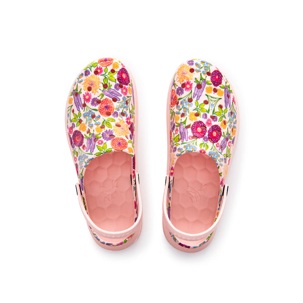 Varsity Clog - Graphic Pale Pink Painted Floral