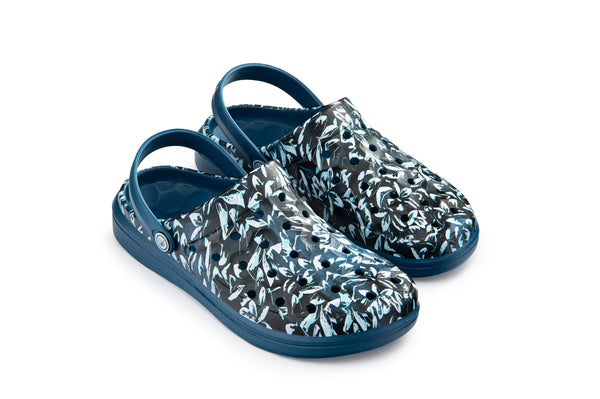 Sabot universitaire - Motif botanique bleu marine graphique