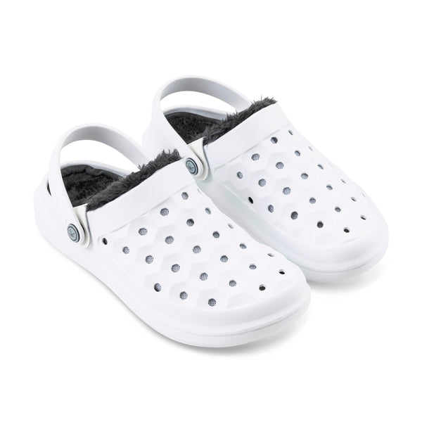Varsity Lined Clog - White/Charcoal