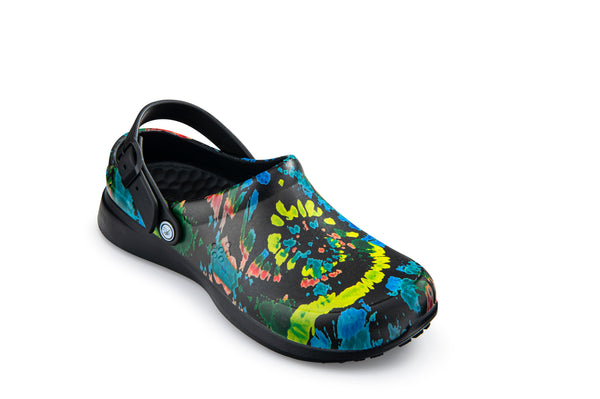 Work Clog - Graphic Black Spiral Tie Dye