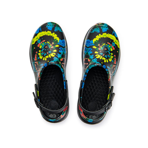 Work Clog - Graphic Black Spiral Tie Dye
