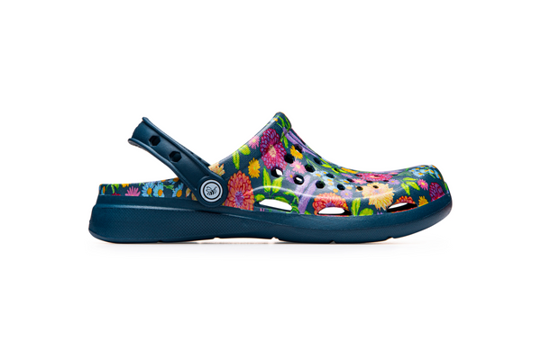 Active Clog Adults - Graphic Navy Painted Floral