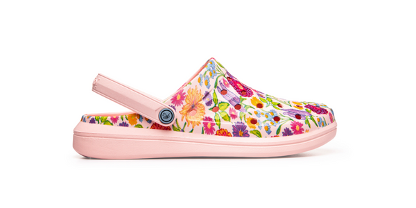 Varsity Clog - Graphic Pale Pink Painted Floral